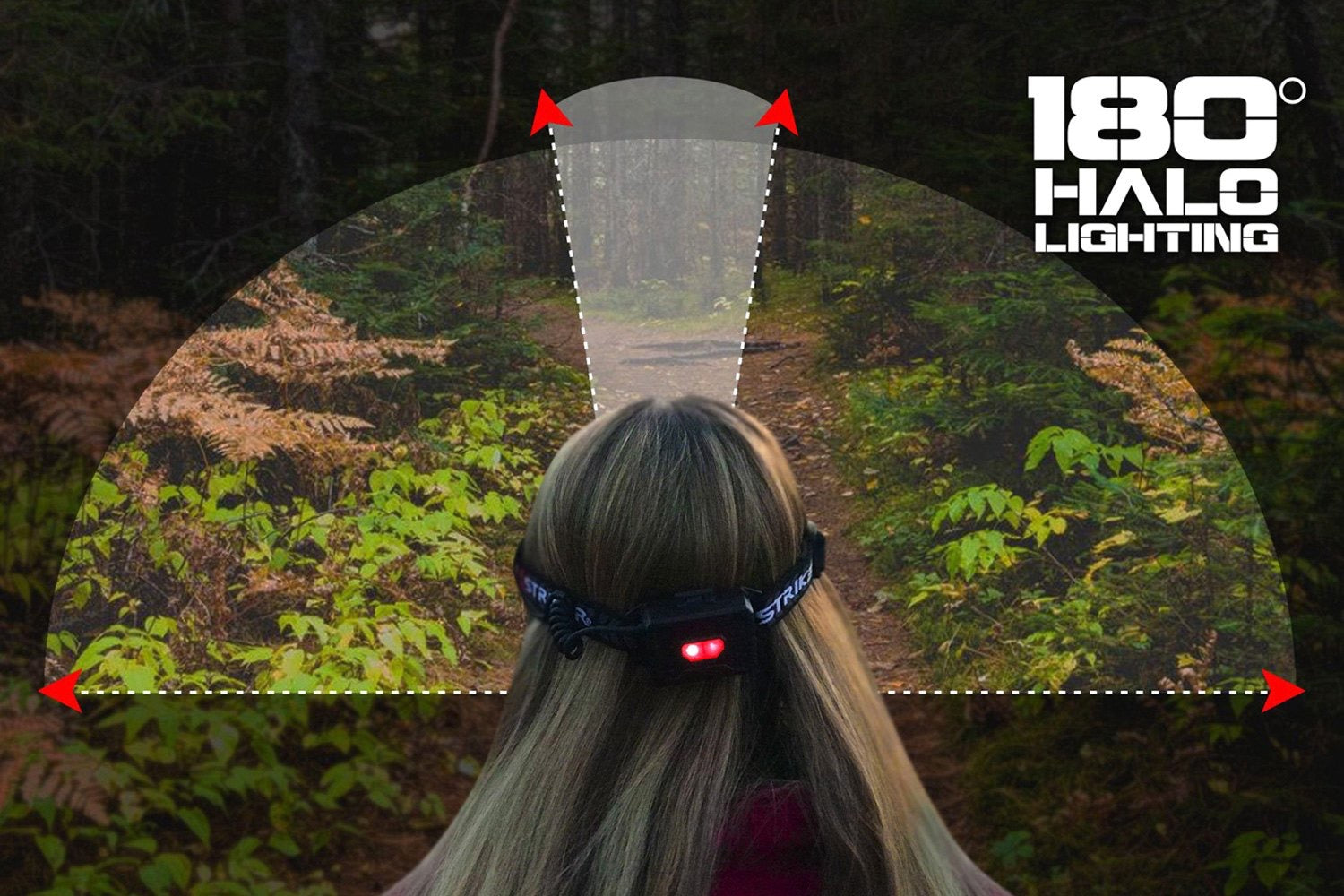 STKR® 00193 - FLEXiT™ 250 lm Black/Red LED Headlamp with 180° Halo Lighting